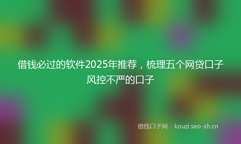 借钱必过的软件2025年推荐，梳理五个网贷口子风控不严的口子