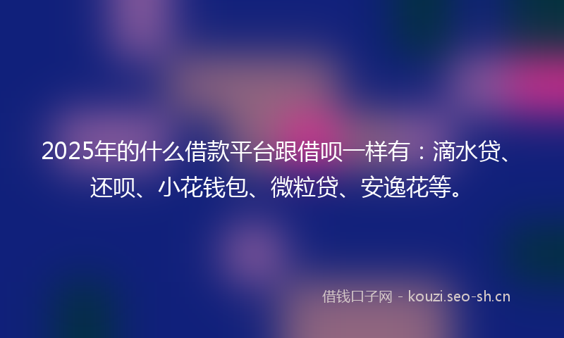 2025年的什么借款平台跟借呗一样有：滴水贷、还呗、小花钱包、微粒贷、安逸花等。