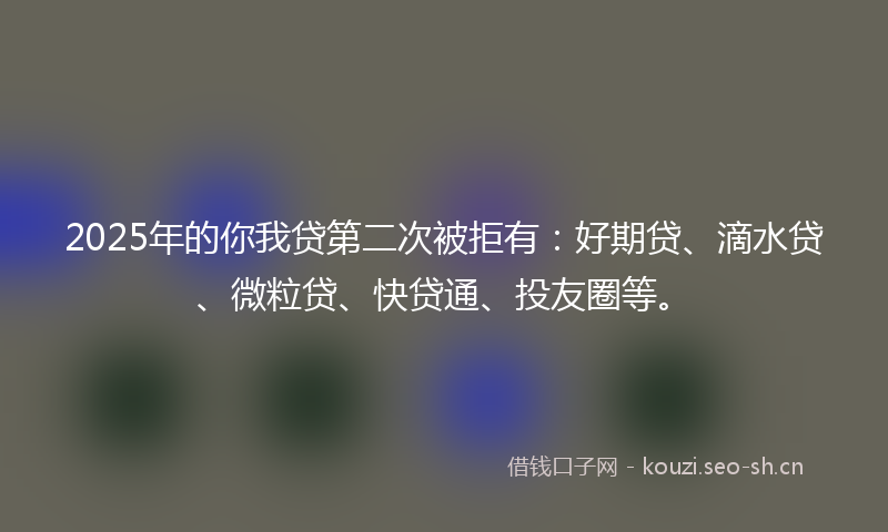 2025年的你我贷第二次被拒有：好期贷、滴水贷、微粒贷、快贷通、投友圈等。