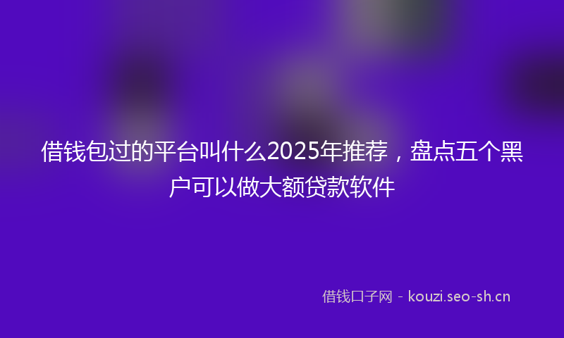 借钱包过的平台叫什么2025年推荐，盘点五个黑户可以做大额贷款软件