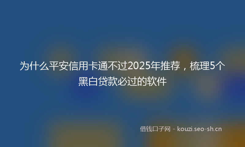 为什么平安信用卡通不过2025年推荐，梳理5个黑白贷款必过的软件