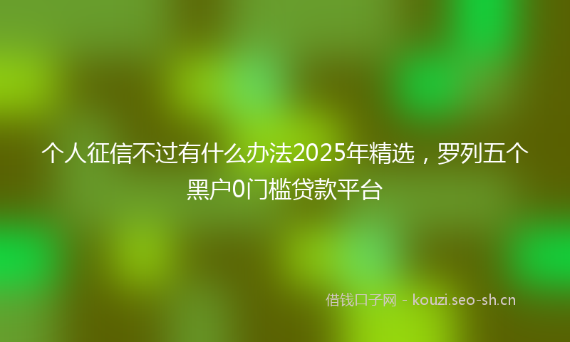 个人征信不过有什么办法2025年精选，罗列五个黑户0门槛贷款平台