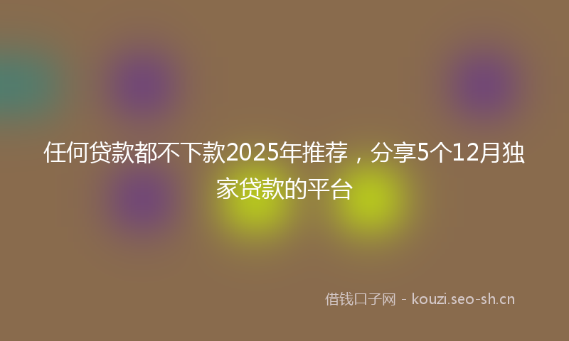 任何贷款都不下款2025年推荐,分享5个12月独家贷款的平台