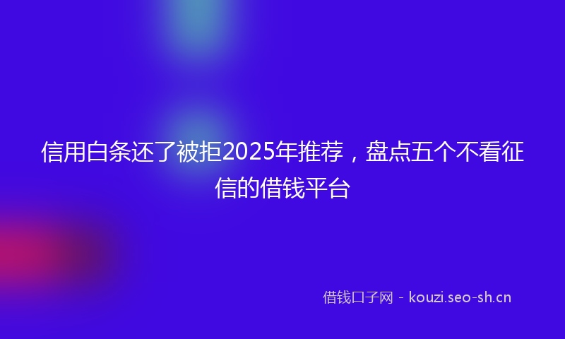 信用白条还了被拒2025年推荐，盘点五个不看征信的借钱平台