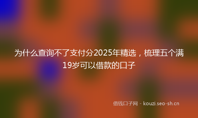 为什么查询不了支付分2025年精选，梳理五个满19岁可以借款的口子