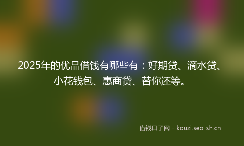 2025年的优品借钱有哪些有：好期贷、滴水贷、小花钱包、惠商贷、替你还等。