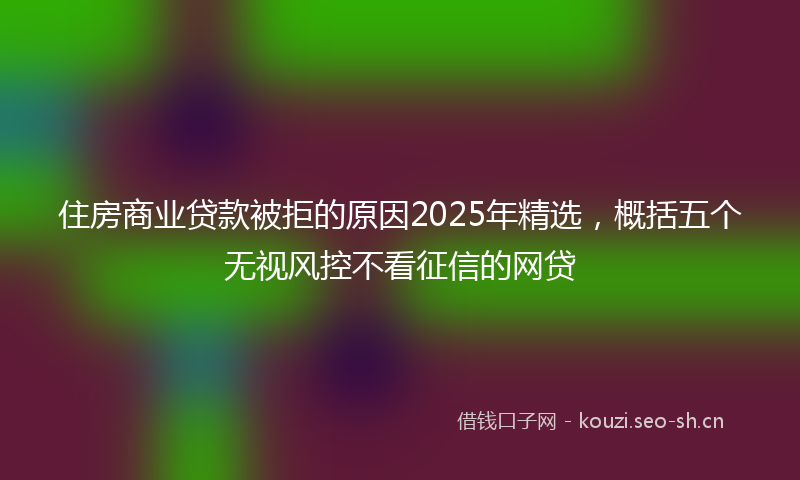 住房商业贷款被拒的原因2025年精选，概括五个无视风控不看征信的网贷