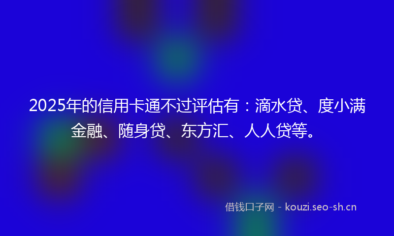 2025年的信用卡通不过评估有：滴水贷、度小满金融、随身贷、东方汇、人人贷等。