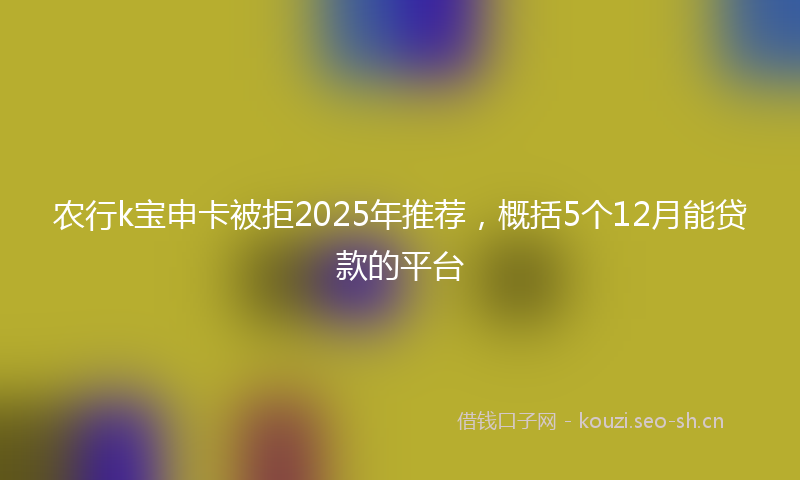 农行k宝申卡被拒2025年推荐，概括5个12月能贷款的平台