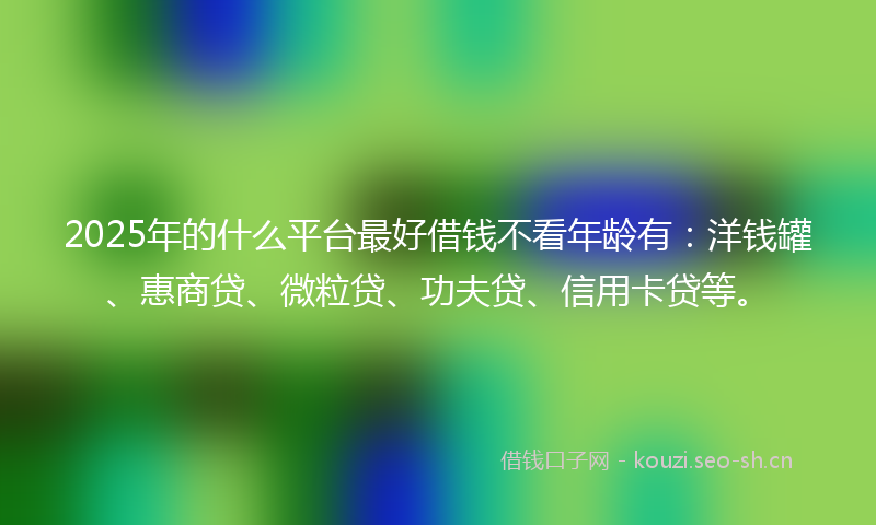 2025年的什么平台最好借钱不看年龄有：洋钱罐、惠商贷、微粒贷、功夫贷、信用卡贷等。