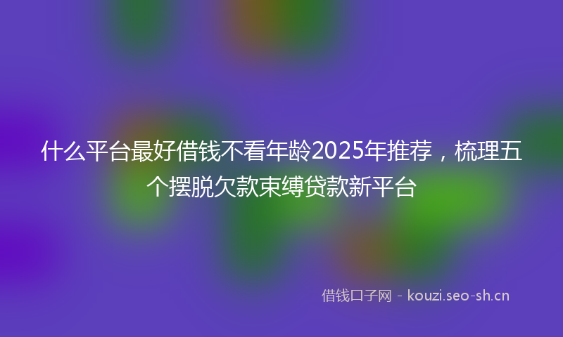 什么平台最好借钱不看年龄2025年推荐，梳理五个摆脱欠款束缚贷款新平台