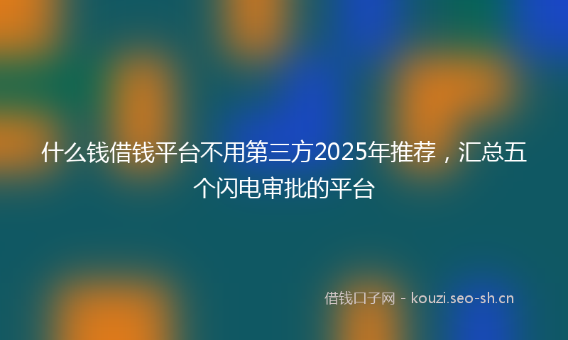 什么钱借钱平台不用第三方2025年推荐,汇总五个闪电审批的平台
