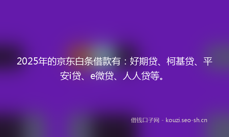2025年的京东白条借款有：好期贷、柯基贷、平安i贷、e微贷、人人贷等。