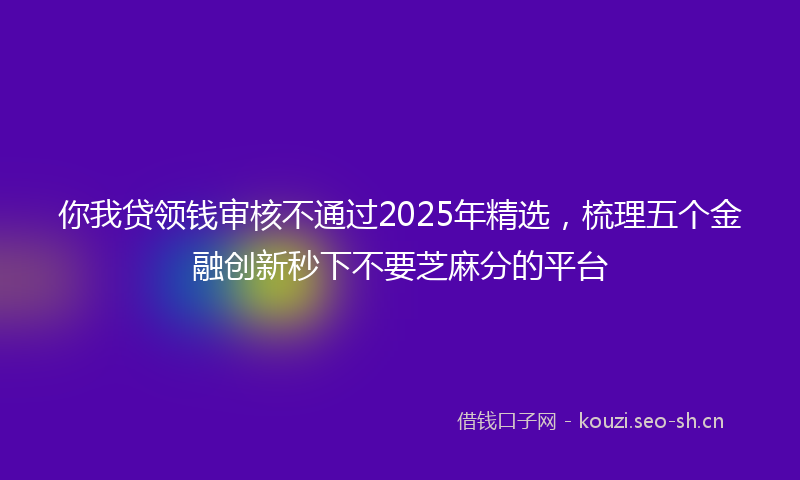 你我贷领钱审核不通过2025年精选，梳理五个金融创新秒下不要芝麻分的平台