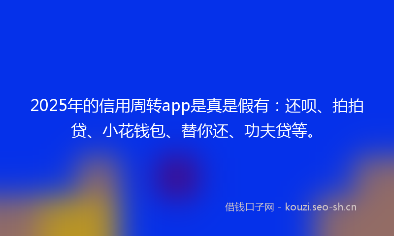 2025年的信用周转app是真是假有:还呗、拍拍贷、小花钱包、替你还、功夫贷等。