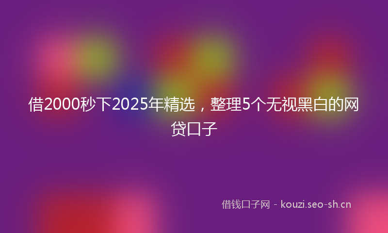 借2000秒下2025年精选,整理5个无视黑白的网贷口子
