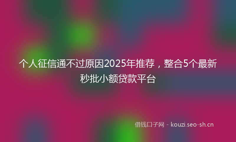 个人征信通不过原因2025年推荐，整合5个最新秒批小额贷款平台