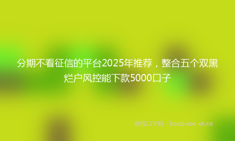 分期不看征信的平台2025年推荐，整合五个双黑烂户风控能下款5000口子
