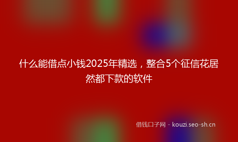 什么能借点小钱2025年精选，整合5个征信花居然都下款的软件