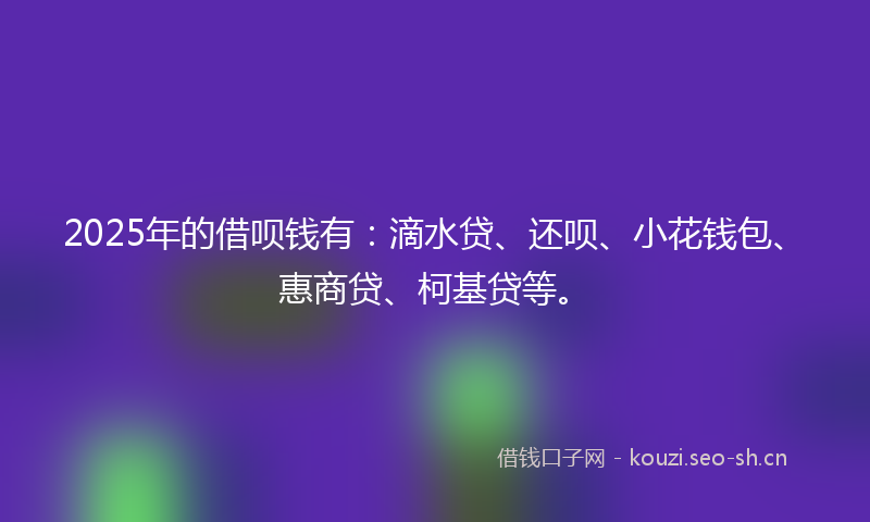 2025年的借呗钱有：滴水贷、还呗、小花钱包、惠商贷、柯基贷等。