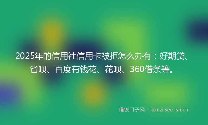 2025年的信用社信用卡被拒怎么办有:好期贷、省呗、百度有钱花、花呗、360借条等。