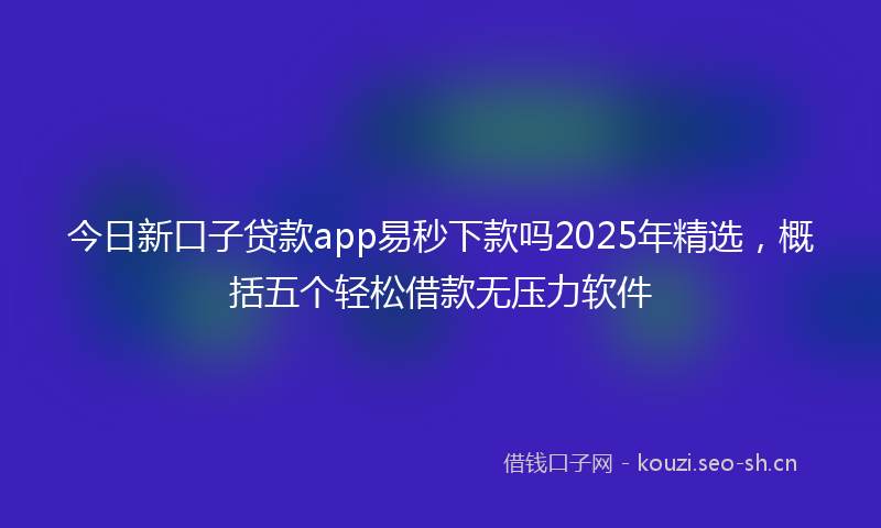 今日新口子贷款app易秒下款吗2025年精选,概括五个轻松借款无压力软件