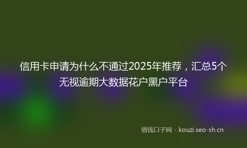 信用卡申请为什么不通过2025年推荐，汇总5个无视逾期大数据花户黑户平台