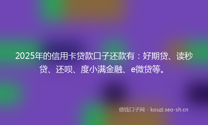 2025年的信用卡贷款口子还款有：好期贷、读秒贷、还呗、度小满金融、e微贷等。