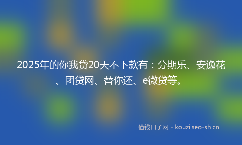 2025年的你我贷20天不下款有：分期乐、安逸花、团贷网、替你还、e微贷等。