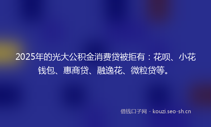 2025年的光大公积金消费贷被拒有：花呗、小花钱包、惠商贷、融逸花、微粒贷等。