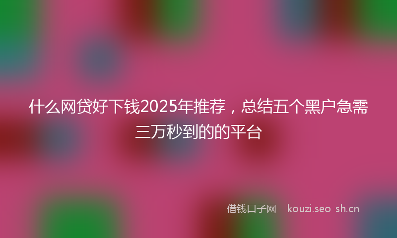 什么网贷好下钱2025年推荐，总结五个黑户急需三万秒到的的平台
