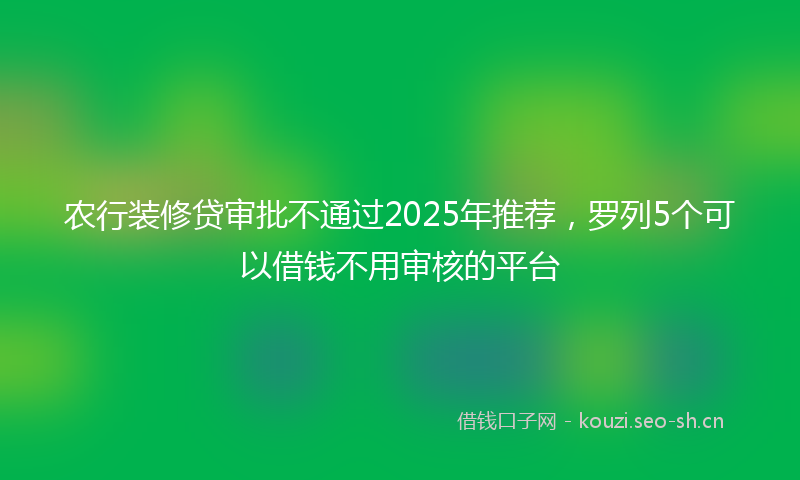 农行装修贷审批不通过2025年推荐，罗列5个可以借钱不用审核的平台