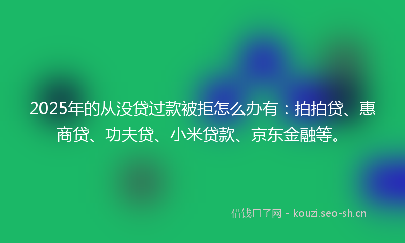 2025年的从没贷过款被拒怎么办有：拍拍贷、惠商贷、功夫贷、小米贷款、京东金融等。