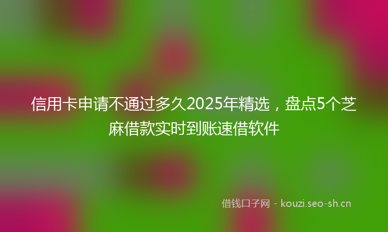 信用卡申请不通过多久2025年精选，盘点5个芝麻借款实时到账速借软件