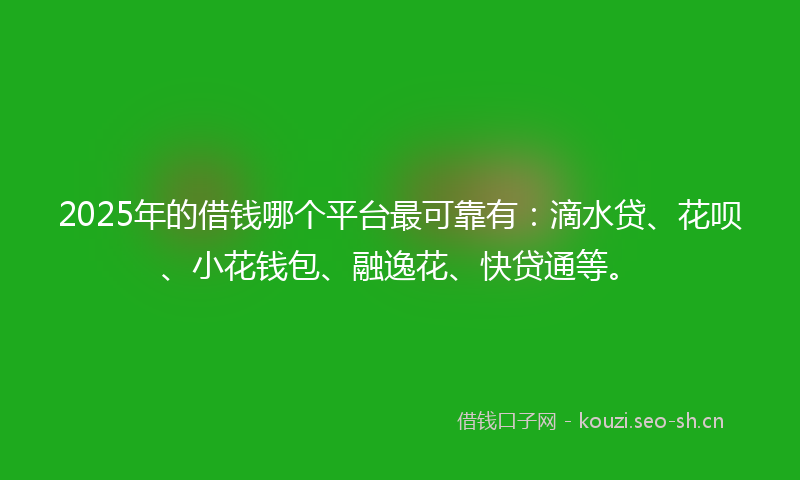 2025年的借钱哪个平台最可靠有：滴水贷、花呗、小花钱包、融逸花、快贷通等。