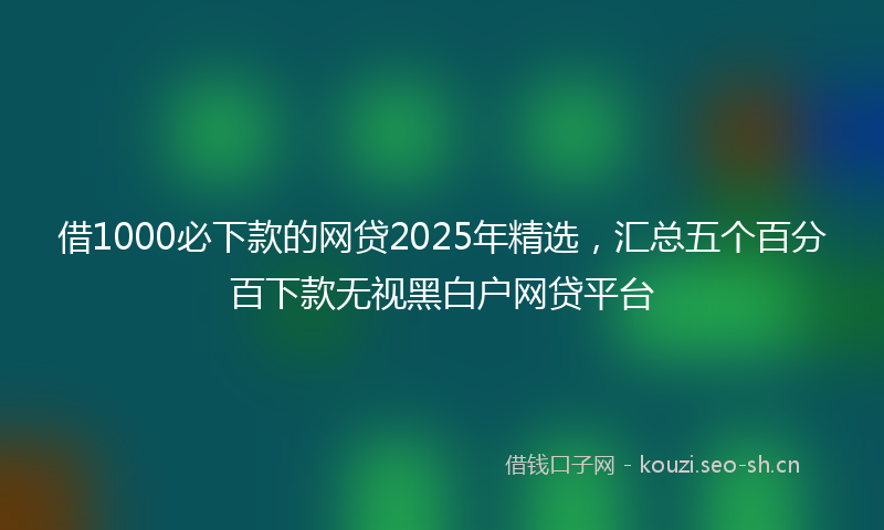 借1000必下款的网贷2025年精选，汇总五个百分百下款无视黑白户网贷平台