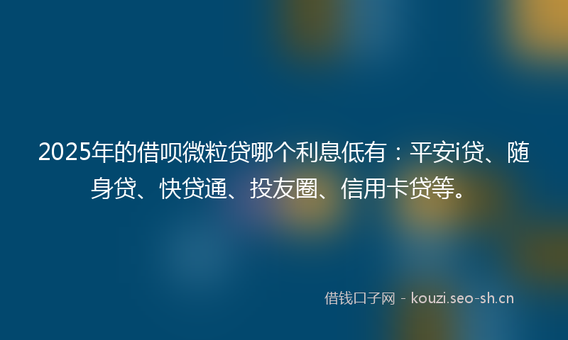 2025年的借呗微粒贷哪个利息低有：平安i贷、随身贷、快贷通、投友圈、信用卡贷等。