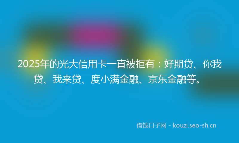 2025年的光大信用卡一直被拒有:好期贷、你我贷、我来贷、度小满金融、京东金融等。