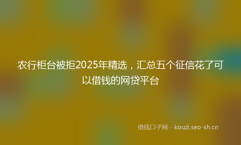 农行柜台被拒2025年精选，汇总五个征信花了可以借钱的网贷平台
