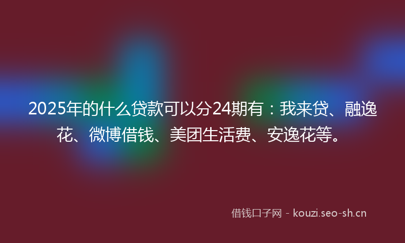 2025年的什么贷款可以分24期有：我来贷、融逸花、微博借钱、美团生活费、安逸花等。
