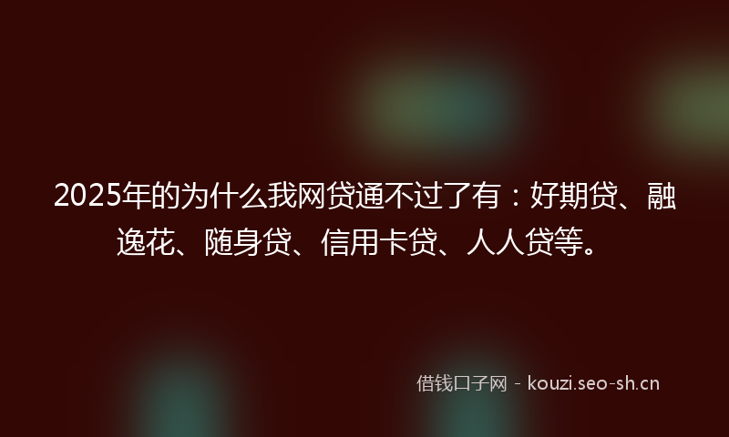 2025年的为什么我网贷通不过了有：好期贷、融逸花、随身贷、信用卡贷、人人贷等。
