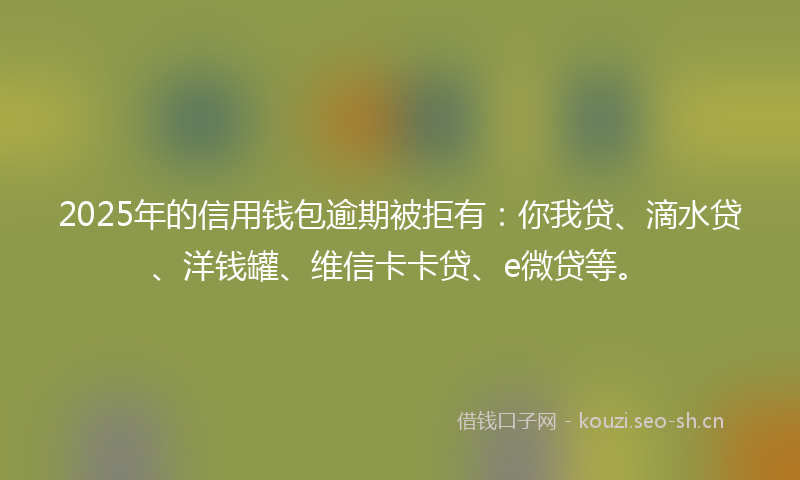 2025年的信用钱包逾期被拒有:你我贷、滴水贷、洋钱罐、维信卡卡贷、e微贷等。