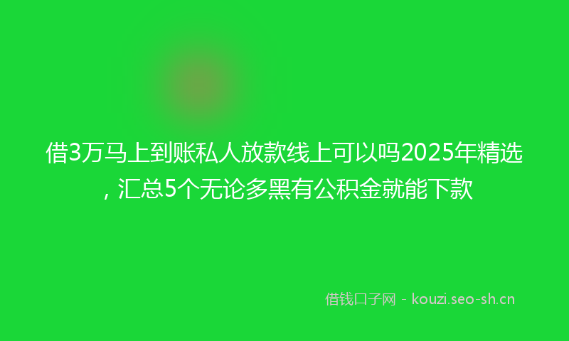 借3万马上到账私人放款线上可以吗2025年精选，汇总5个无论多黑有公积金就能下款