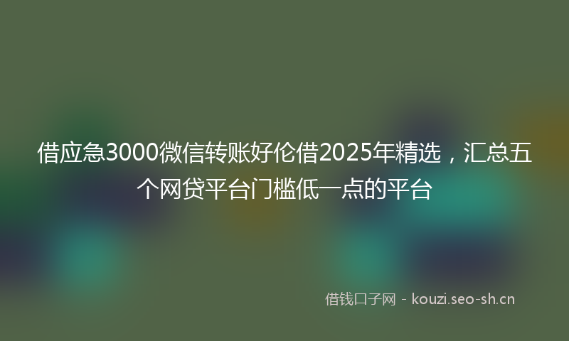 借应急3000微信转账好伦借2025年精选,汇总五个网贷平台门槛低一点的平台