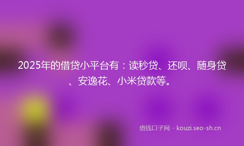 2025年的借贷小平台有：读秒贷、还呗、随身贷、安逸花、小米贷款等。