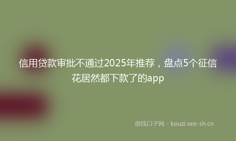 信用贷款审批不通过2025年推荐，盘点5个征信花居然都下款了的app