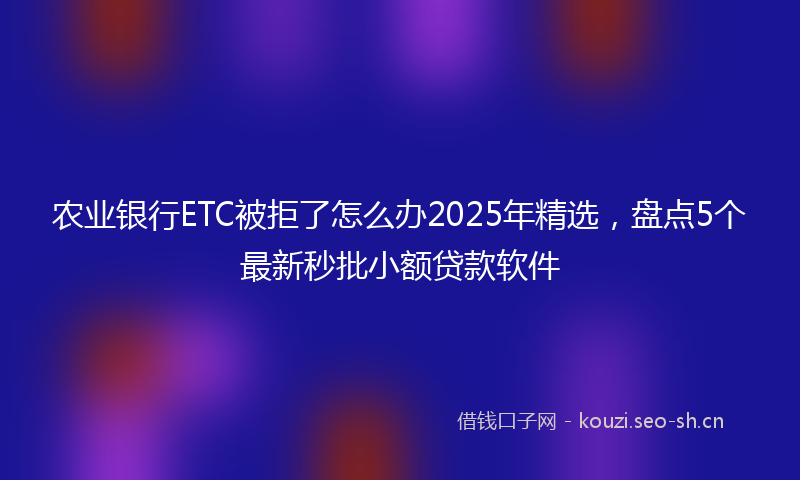农业银行ETC被拒了怎么办2025年精选，盘点5个最新秒批小额贷款软件