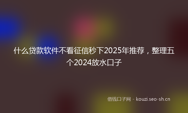 什么贷款软件不看征信秒下2025年推荐，整理五个2024放水口子