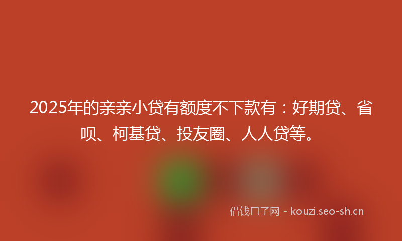 2025年的亲亲小贷有额度不下款有：好期贷、省呗、柯基贷、投友圈、人人贷等。