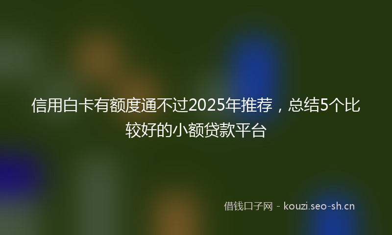 信用白卡有额度通不过2025年推荐，总结5个比较好的小额贷款平台